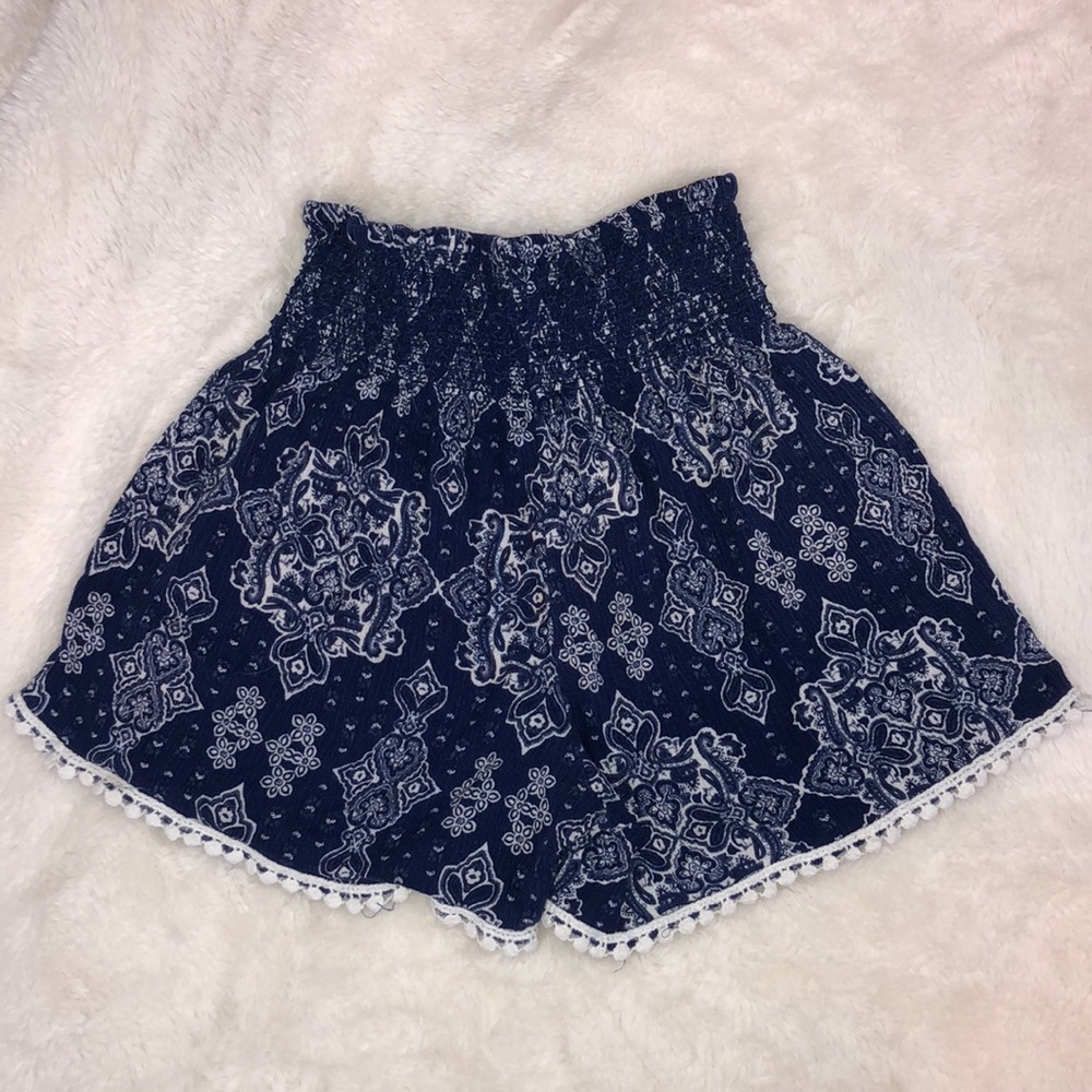 Dark Blue Printed Soft Shorts